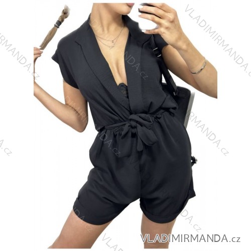 Overal letní krátký rukáv dámský (S/M ONE SIZE) ITALSKÁ MÓDA IMWB236490 S/M schwarz