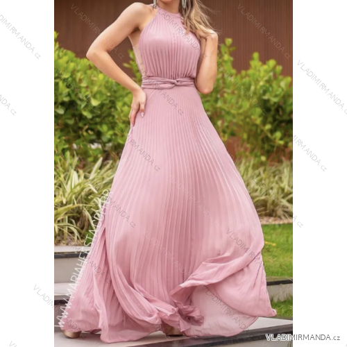 Langes Chiffon-Kurzarmkleid für Damen (S/M ONE SIZE) ITALIAN FASHION IMWGS231048
