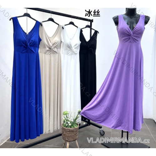 Langes Chiffon-Kurzarmkleid für Damen (S/M ONE SIZE) ITALIAN FASHION IMWGS231048
