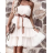Langes Chiffon-Kurzarmkleid für Damen (S/M ONE SIZE) ITALIAN FASHION IMWGS231048