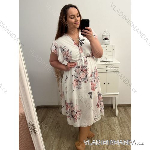 Kurzarm-Chiffonkleid für Damen in Übergröße (XL/2XL Einheitsgröße) ITALIAN FASHION IMWGM231263