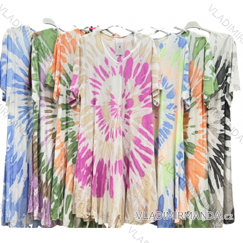 Kurzärmliges Sommerkleid aus Baumwolle für Damen (Einheitsgröße S/M) ITALIAN FASHION IM722253