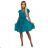 424-1 Chiffon-Faltenkleid mit Ausschnitt und Rüschen - Meeresfarbe