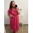 Langes Chiffon-Kurzarmkleid für Damen (S/M ONE SIZE) ITALIAN FASHION IMWGS231048