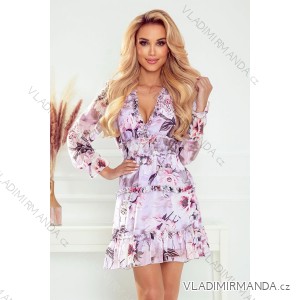 421-3 Chiffonkleid mit Rüschen und breitem Gummiband - Wildrosen