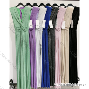 Langes Chiffon-Kurzarmkleid für Damen (S/M ONE SIZE) ITALIAN FASHION IMWGS231048