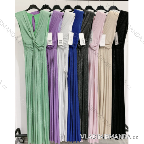 Langes Chiffon-Kurzarmkleid für Damen (S/M ONE SIZE) ITALIAN FASHION IMWGS231048