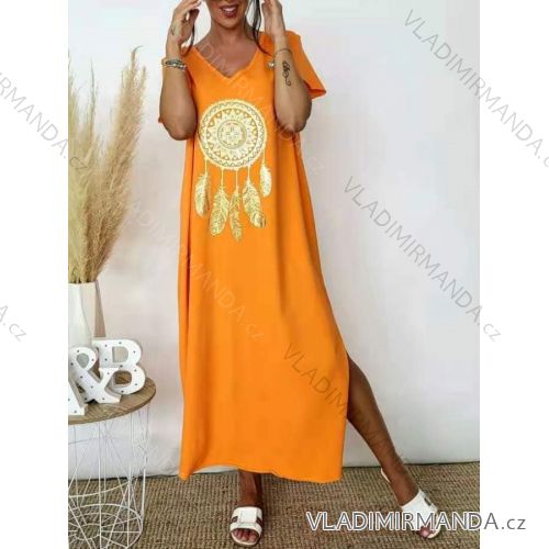 Sommerkleid für Damen, langes Maxikleid mit kurzen Ärmeln (Einheitsgröße S/M) ITALIAN FASHION IMM23M20835