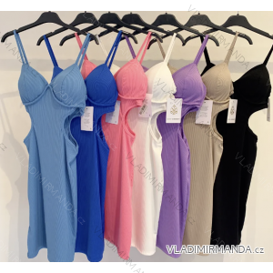 Langes Chiffon-Kurzarmkleid für Damen (S/M ONE SIZE) ITALIAN FASHION IMWGS231048