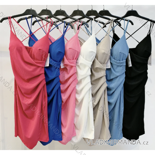 Langes Chiffon-Kurzarmkleid für Damen (S/M ONE SIZE) ITALIAN FASHION IMWGS231048