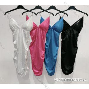 Langes Chiffon-Kurzarmkleid für Damen (S/M ONE SIZE) ITALIAN FASHION IMWGS231048