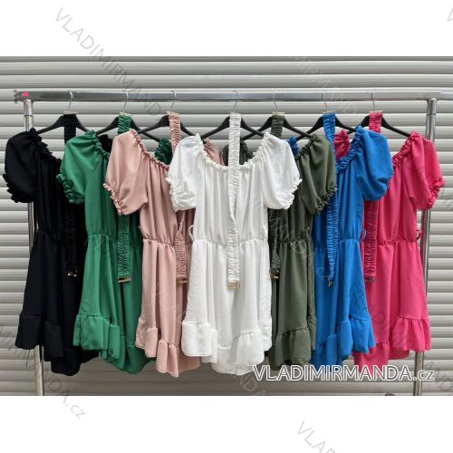 Langes Chiffon-Kurzarmkleid für Damen (S/M ONE SIZE) ITALIAN FASHION IMWGS231048