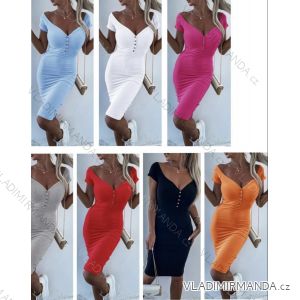 Langes Chiffon-Kurzarmkleid für Damen (S/M ONE SIZE) ITALIAN FASHION IMWGM23456