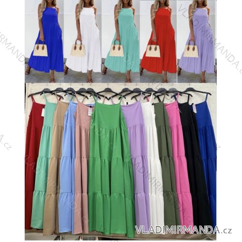 Langes Sommerkleid mit Trägern für Damen (S/M EINHEITSGRÖSSE) ITALIAN FASHION IMWB23286