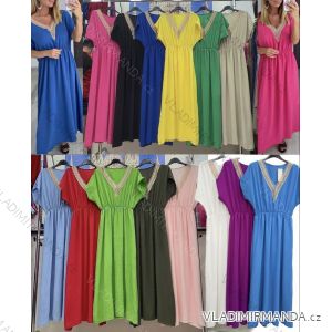 Langes Sommerkleid mit kurzen Ärmeln für Damen (Einheitsgröße S/M) ITALIAN FASHION IMWB23322