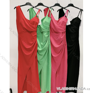 Langes Chiffon-Kurzarmkleid für Damen (S/M ONE SIZE) ITALIAN FASHION IMWGS231048