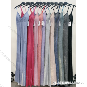 Langes Chiffon-Kurzarmkleid für Damen (S/M ONE SIZE) ITALIAN FASHION IMWGS231048