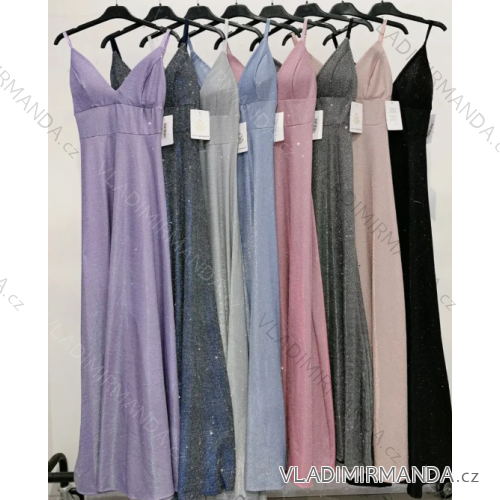 Langes Chiffon-Kurzarmkleid für Damen (S/M ONE SIZE) ITALIAN FASHION IMWGS231048