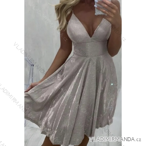 Langes Chiffon-Kurzarmkleid für Damen (S/M ONE SIZE) ITALIAN FASHION IMWGS231048