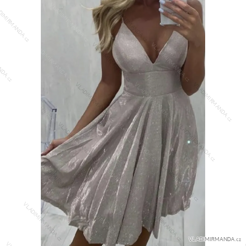 Langes Chiffon-Kurzarmkleid für Damen (S/M ONE SIZE) ITALIAN FASHION IMWGS231048