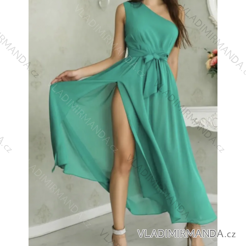 Langes Chiffon-Kurzarmkleid für Damen (S/M ONE SIZE) ITALIAN FASHION IMWGS231048