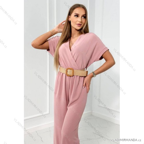 Jumpsuit mit einem dekorativen Taillengürtel in Puderrosa