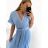 Langes Chiffon-Kurzarmkleid für Damen (S/M ONE SIZE) ITALIAN FASHION IMWGM23456
