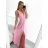 Elegantes Abendkleid für Damen mit Trägern (S/M ONE SIZE) ITALIAN FASHION IMM22fs52571/DR dunkelrosa
