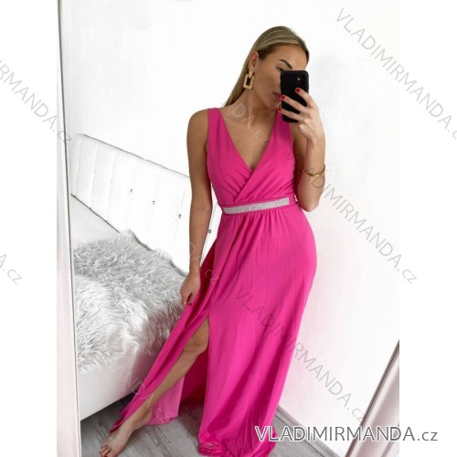 Elegantes Abendkleid für Damen mit Trägern (S/M ONE SIZE) ITALIAN FASHION IMM22fs52571/DR dunkelrosa