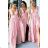 Trägerloses langes Partykleid für Damen (S/M EINHEITSGRÖSSE) ITALIAN FASHION IMPBB23B22631/DU S/M rosa
