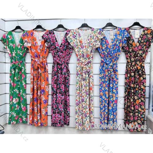 Langes Sommer-Chiffon-Kurzarmkleid für Damen (Einheitsgröße S/M) ITALIAN FASHION IMWMG231559