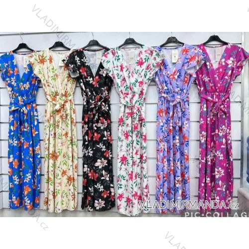 Langes Sommerkleid aus Chiffon mit kurzen Ärmeln für Damen (Einheitsgröße S/M) ITALIAN FASHION IMWMG231560