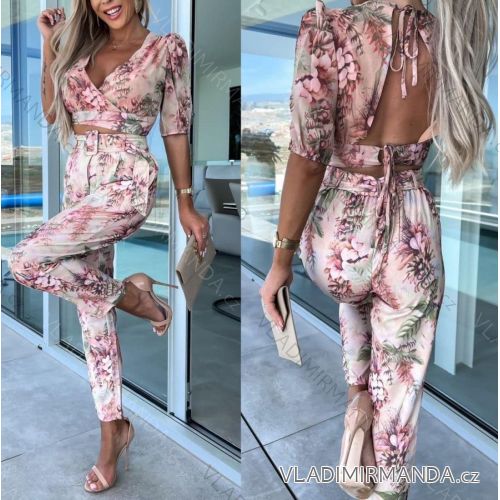 Elegantes Sommerhosen-Set und Damenoberteil (S / M ONE SIZE) ITALIAN FASHION IMWG221626