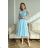 Damen Plus Size (42-46) langes elegantes ärmelloses Partykleid POLISH FASHION PMLBC23265-10 hellblau 42