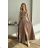 Damen Plus Size (42-46) langes elegantes ärmelloses Partykleid POLISH FASHION PMLBC23265-10 braun 34