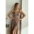 Damen Plus Size (42-46) langes elegantes ärmelloses Partykleid POLISH FASHION PMLBC23265-10 braun 34