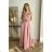 Damen Plus Size (42-46) langes elegantes ärmelloses Partykleid POLISH FASHION PMLBC23265-10 pink 34