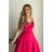 Damen Plus Size (42-46) langes elegantes ärmelloses Partykleid POLISH FASHION PMLBC23265-10 Fuchsie 38