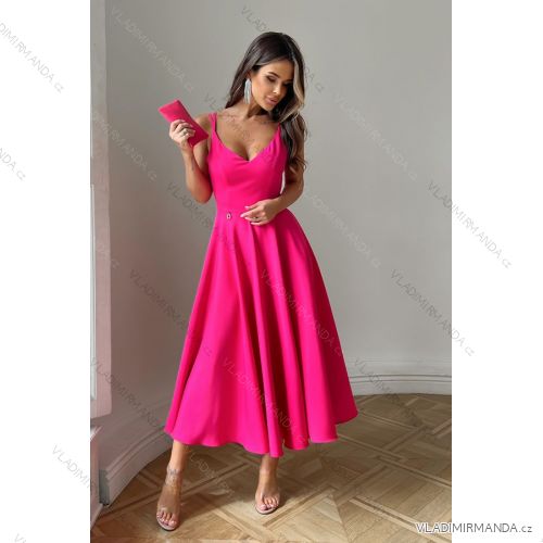 Damen Plus Size (42-46) langes elegantes ärmelloses Partykleid POLISH FASHION PMLBC23265-10 pink 34