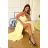 Damen Plus Size (42-46) langes elegantes ärmelloses Partykleid POLISH FASHION PMLBC23265-10 gelb 34