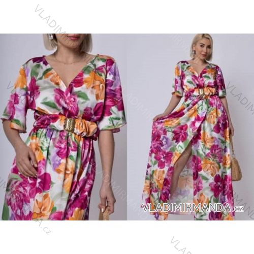 Langes Sommer Damenkleid (uni s-m) ITALIAN FASHION IMM20119