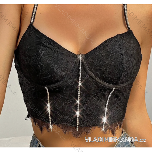 Damen-Träger-Crop-Top (Einheitsgröße S/M) ITALIAN FASHION IMPCF23wh8991