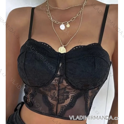 Damen-Träger-Crop-Top (Einheitsgröße S/M) ITALIAN FASHION IMPCF23wh8999