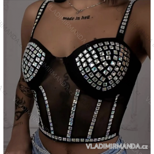 Damen-Träger-Crop-Top (Einheitsgröße S/M) ITALIAN FASHION IMPCF23wh1107