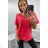 Baumwollbluse mit himbeerfarbener Tasche