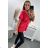 Baumwollbluse mit himbeerfarbener Tasche