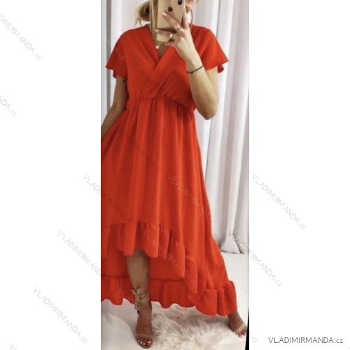Langes Sommerkleid für Damen mit kurzen Ärmeln (Einheitsgröße S/M) ITALIAN FASHION imwm231577