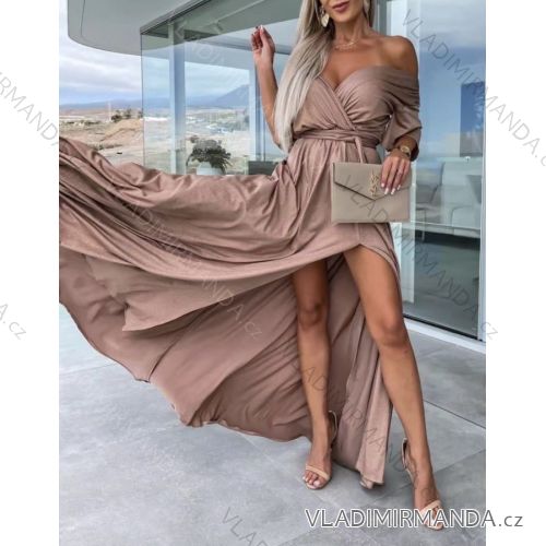 Langes elegantes Kurzarmkleid für Damen (S / M ONE SIZE) ITALIAN FASHION IMWE222045