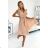 374-5 POLINA Faltenkleid mit Ausschnitt und Rüschen - beige