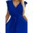 374-4 POLINA Faltenkleid mit Ausschnitt und Rüschen - royalblau